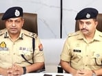 Agra police commissioner Deepak Kumar (left) with DCP (city) Syed Ali Abbas briefing media in Agra on May 1. (HT photo)