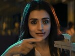 Trisha Krishnan in a still from RJ Balaji's upcoming film Karuppu. 
