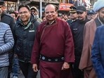 Lieutenant governor Vinai Kumar Saxena during a visit to the Kargil town market. (@lg_ladakh)
