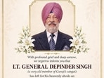 Lt Gen Depinder Singh was posthumously awarded the Maha Vir Chakra. (HT Photo)