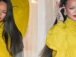 Rihanna wears a diamond haathphool.