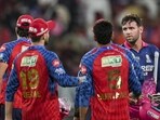 Mullanpur: Rajasthan Royals' Donovan Ferreira, right, interacts with Punjab Kings' players after his team's win during the Indian Premier League (IPL) 2026 T20 cricket match between Punjab Kings and Rajasthan Royals, in Mullanpur, Tuesday, April 28, 2026. (PTI Photo/Shiva Sharma)(PTI04_28_2026_000691B) (PTI)