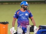 Mumbai Indians' Rohit Sharma during a training session.