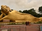 The 100-foot golden reclining Buddha at Vimukti Vihara, Ramu — the largest of its kind in Bangladesh and among the world’s tallest representations of Lord Buddha in parinirvana. (Shutterstock)