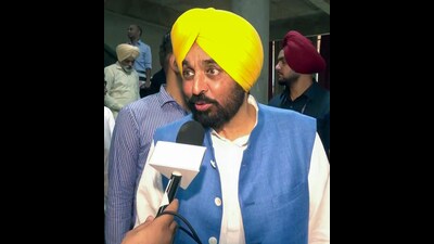 Punjab chief minister Bhagwant Mann in Chandigarh on Friday. (ANI Video Grab) Punjab chief minister Bhagwant Mann in Chandigarh on Friday. (ANI Video Grab)