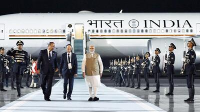 Samarkand, Sept 15 (ANI): Prime Minister Narendra Modi arrives at Samarkand, Uzbekistan, to take part in SCO Summit, on Thursday. (ANI Photo/PIB) (ANI) Samarkand, Sept 15 (ANI): Prime Minister Narendra Modi arrives at Samarkand, Uzbekistan, to take part in SCO Summit, on Thursday. (ANI Photo/PIB) (ANI)