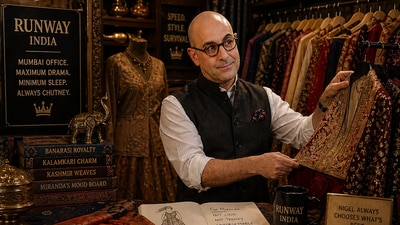 Nigel's closet is full with Sabya and Manish Malhotra rather than Dior, Prada or Fendi. 