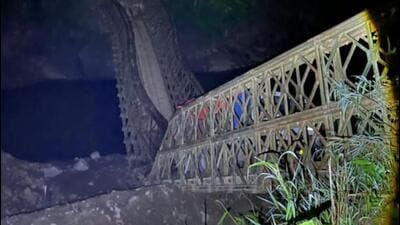 Visuals from the site of the bridge collapse in Churachandpur district of Manipur. (Sourced) Visuals from the site of the bridge collapse in Churachandpur district of Manipur. (Sourced)