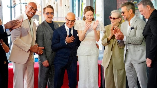 Emily Blunt and Stanley Tucci honoured with stars on the Hollywood Walk of Fame