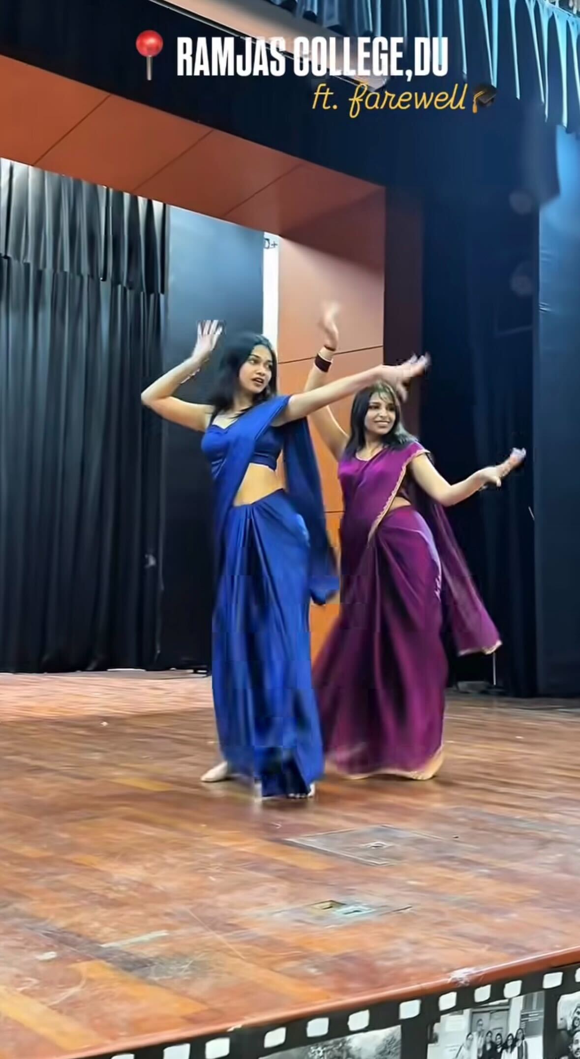 Graduating students of Ramjas College took to stage in coordinated sari looks and a lively Bollywood performance.