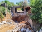 A view of the bridge collapse site in the Bantalab Thathar area, in Jammu on Saturday. (ANI)