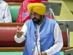 Punjab chief minister Bhagwant Mann speaks in the State Assembly, in Chandigarh on Friday.