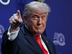 President Donald Trump speaks at the Raymond F Kravis Center for the Performing Arts in West Palm Beach.