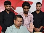 Anant Chauhan, Chiranjeevi Tithi and Ravi Suresh are three Indian seafarers who were on-board cargo carrier MV Ilda. The missile attacks started when they were midway on the Strait of Hormuz. They have now returned to India. (Anshuman Poyrekar/HT Photo)
