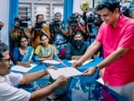 Kozhikode Beypore constituency LDF candidate PA Muhammed Riyas submits his nomination papers for the Kerala Assembly elections, Saturday, March 21, 2026. (PTI Photo)