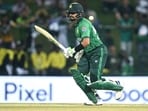 Pakistan's Babar Azam runs between the wickets. Pakistan's Babar Azam runs between the wickets.