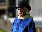 Kentucky Derby trainer Bob Baffert watches workouts at Churchill Downs, April 30, in Louisville.
