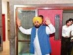Punjab chief minister Bhagwant Mann arriving for the special assembly session in Chandigarh on Friday. (Ravi Kumar/HT)