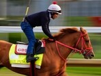 Kentucky Derby entrant The Puma works out at Churchill Downs Friday, May 1, 2026, in Louisville, Ky. (AP Photo/Charlie Riedel)