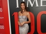 Hailey Bieber attends the 2026 TIME100 gala at The Jazz at Lincoln Center in New York, on April 23, 2026. 