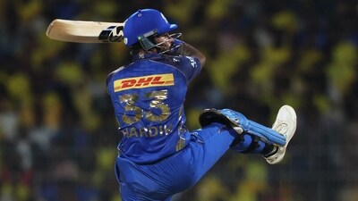Hardik Pandya's struggles exemplified his team's as a whole: he limped his way to 18(23), completely unable to get out of the blocks. MI limped to 159/7 in the first innings, only adding 69 runs in the last 10 overs. (REUTERS)