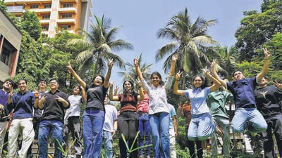 Navi Mumbai, India - May 2, 2026:Students rejoicing after12th HSC results were declared online at Agnel Multipurpose School & Junior College at Vashi in Navi Mumbai, India, on Saturday, May 2, 2026. (Photo by Bachchan Kumar/ Hindustan Times) (Hindustan Times) Navi Mumbai, India - May 2, 2026:Students rejoicing after12th HSC results were declared online at Agnel Multipurpose School & Junior College at Vashi in Navi Mumbai, India, on Saturday, May 2, 2026. (Photo by Bachchan Kumar/ Hindustan Times) (Hindustan Times)