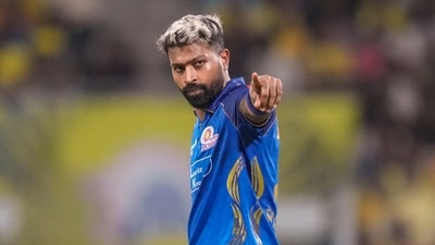 Hardik Pandya during the CSK vs MI match in IPL 2026. (PTI) Hardik Pandya during the CSK vs MI match in IPL 2026. (PTI)