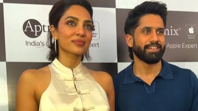 Sobhita Dhulipala and Naga Chaitanya attend an event in Hyderabad. Sobhita Dhulipala and Naga Chaitanya attend an event in Hyderabad.
