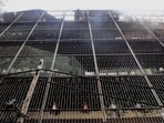 A view of the four-storey residential building in the Vivek Vihar area after a massive fire breaks out resulting in nine deaths and some injuries, in New Delhi on Sunday. A view of the four-storey residential building in the Vivek Vihar area after a massive fire breaks out resulting in nine deaths and some injuries, in New Delhi on Sunday.