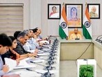 Chief minister Yogi Adityanath at a meeting of the State Transformation Commission. (HT) Chief minister Yogi Adityanath at a meeting of the State Transformation Commission. (HT)