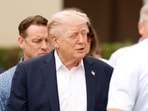 President Donald Trump arrives to the Trump suite during the final round of the Cadillac Championship 2026 