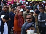J&K lieutenant governor Manoj Sinha during anti-drug rally in Srinagar on Sunday. (Waseem Andrabi /HT)