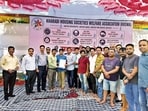 Organised by the Kharadi Housing Societies Welfare Association (KHSWA), the protest sought immediate steps to improve PMC water supply. (HT PHOTO)