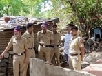 Pune [Maharashtra], May 02 (ANI): Police at the spot where a 4-year-old girl was allegedly sexually assaulted and murdered by a 65-year-old man in a village, in Pune on Saturday. (ANI Video Grab) (ANI Video Grab)