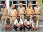 The accused in the custody of Machhiwara police in Ludhiana on Sunday. (HT PHOTO)