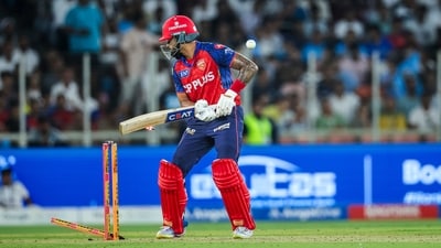 Not the night for captain Shreyas Iyer – he fell cheaply before he could really begin accelerating, another rare batting failure in the PBKS top order. (ANI Picture Service) Not the night for captain Shreyas Iyer – he fell cheaply before he could really begin accelerating, another rare batting failure in the PBKS top order. (ANI Picture Service)
