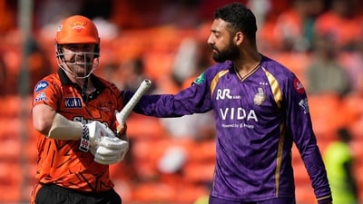 Varun Chakaravarthy took a three-wicket haul. (AP) Varun Chakaravarthy took a three-wicket haul. (AP)