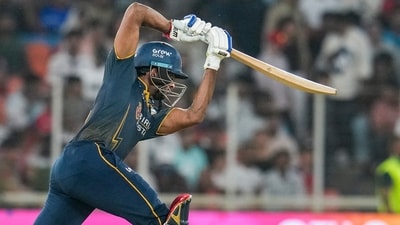 Sai Sudharsan saw his top 3 partners fall relatively cheaply, but played a mature innings on a tricky wicket. It was a controlled innings of 57, placing him back into the race to defend his Orange Cap – but he would be disappointed he couldn't stick around to get the job done on the night, needing his teammates to help out. (PTI) Sai Sudharsan saw his top 3 partners fall relatively cheaply, but played a mature innings on a tricky wicket. It was a controlled innings of 57, placing him back into the race to defend his Orange Cap – but he would be disappointed he couldn't stick around to get the job done on the night, needing his teammates to help out. (PTI)