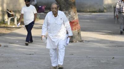 Septuagenarian Ashok Bahar exits the examination centre at Lucknow Montessori School on Friday. (HT) Septuagenarian Ashok Bahar exits the examination centre at Lucknow Montessori School on Friday. (HT)