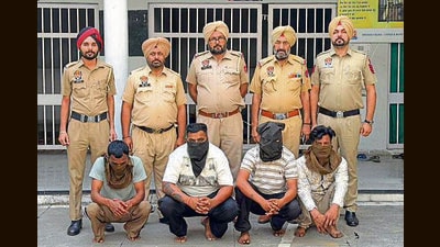 The accused in the custody of Machhiwara police in Ludhiana on Sunday. (HT PHOTO) The accused in the custody of Machhiwara police in Ludhiana on Sunday. (HT PHOTO)