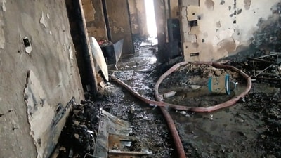 Residents in the area suggested that an air conditioner blast may have triggered the fire, though officials have not confirmed the cause yet. (HT Photo/Sourced) Residents in the area suggested that an air conditioner blast may have triggered the fire, though officials have not confirmed the cause yet. (HT Photo/Sourced)