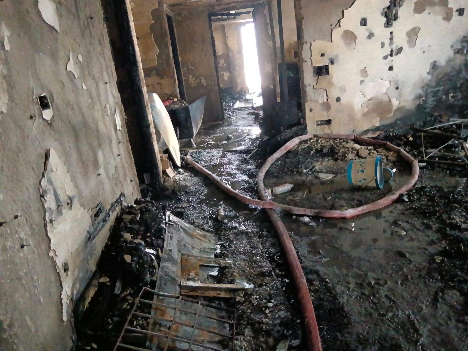 Charred remains of the building after devastating fire in Delhi's Vivek Vihar ((HT Photo/Sourced)) Charred remains of the building after devastating fire in Delhi's Vivek Vihar ((HT Photo/Sourced))
