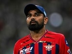 Mohammed Shami with a shoulder for Mohsin Khan