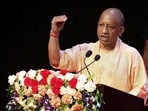 Chief minister Yogi Adityanath speaks during a programme to distribute appointment letters to newly selected employees of cooperative societies and panchayat audit department, in Lucknow, Monday (PTI Photo)
