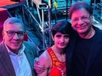 Meenakshi (C) with BFI president Ajay Singh (R) and secretary Pramod Kumar. (HT) Meenakshi (C) with BFI president Ajay Singh (R) and secretary Pramod Kumar. (HT)