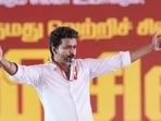 Tamilaga Vettri Kazhagam (TVK) chief Vijay during a public meeting ahead of the Tamil Nadu Assembly elections, in Chennai.