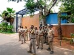 Chennai: Security personnel stand guard outside Tamilaga Vettri Kazhagam (TVK) chief Vijay's residence on the day of Assembly election results, in Chennai, Monday, May 4, 2026.(Photo for representation)