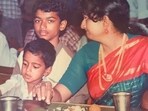 A childhood picture of Vikranth Santhosh with TVK chief and Tamil star Vijay. 