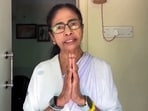 TMC candidate from Bhabanipur and West Bengal chief minister Mamata Banerjee addresses the people through a video message, in Kolkata on Monday