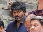 Tamilaga Vettri Kazhagam (TVK) chief Vijay during a visit to Saibaba Temple, at Shirdi in Ahilyanagar, Maharashtra